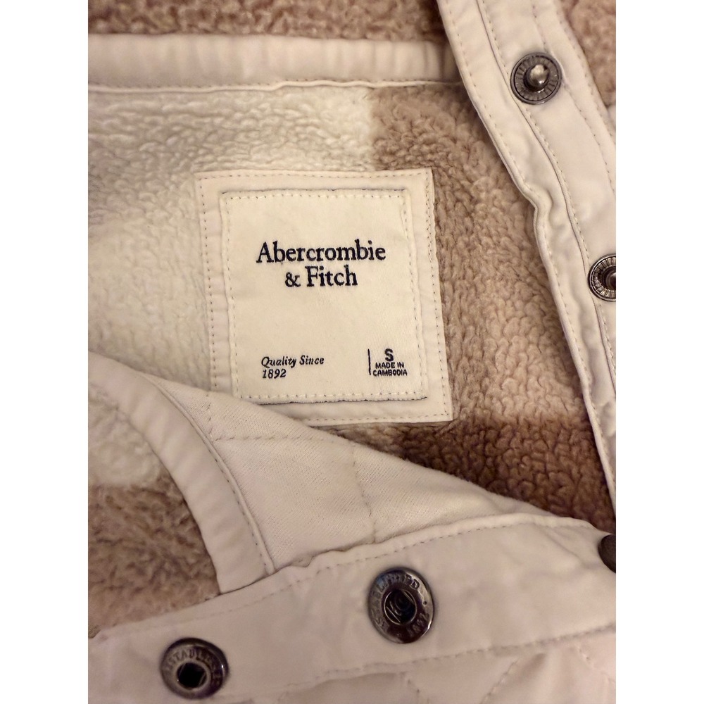 Abercrombie & Fitch Brown Plaid Sherpa Fleece Snap Pullover - Picture 3 of 6